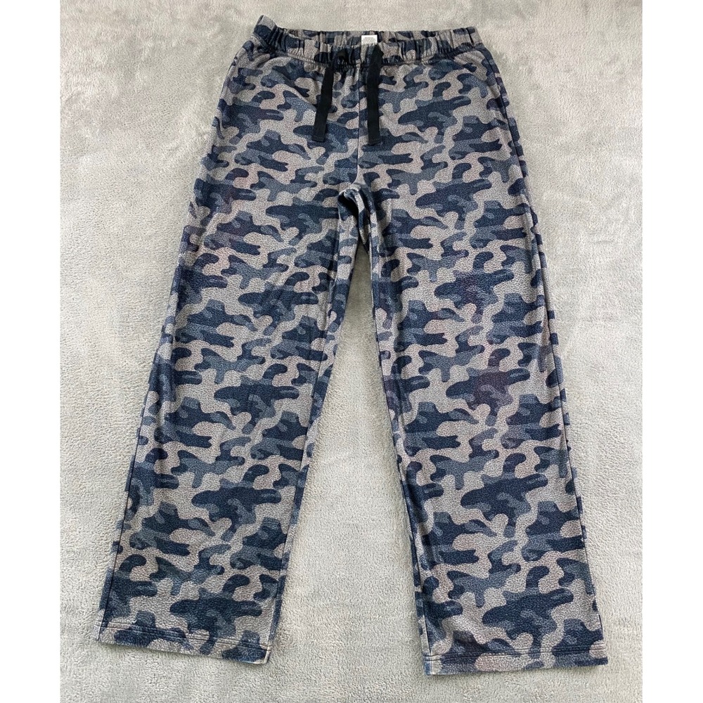 Cherokee Sleepwear Womens XL 16/18 Blue Camo Fleece Pajama Pants Drawstring